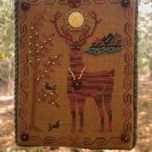 Solstice Stag by MilleFleur 2024 Mythical Creatures Series Cross Stitch Pattern, Embellishment Pack