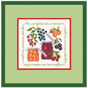 Hausgemachte Marmeladen von Le Bonheur des Dames Fruits & Jams Collection Kreuzstichpackung