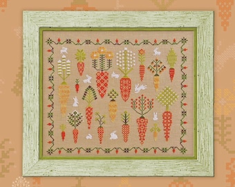 Carrot Forest by Owl Forest Embroidery 2018 Cross stitch pattern Set of Hand-Dyed Threads DMC 28, 32, 36ct with 2 str