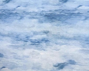Deep Water Print Lugana Murano 32ct. by Zweigart Premium fabric featuring a gradient blue print, 12" x 17" (Fat Eighth)