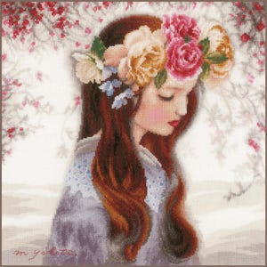 The Day When Flowers by Lanarte Romance Collection Counted Cross Stitch kit