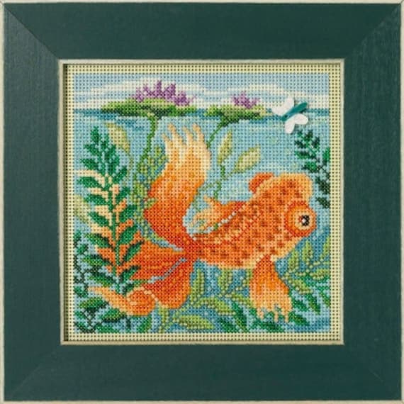 Koi Pond by Mill Hill 2023 Spring Series Buttons and Bead embroidery kit.  Beaded cross stitch kit