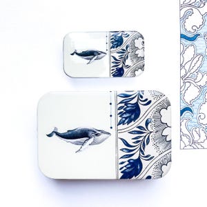 Whale Small Tin by Firefly Notes Vintage Slider Notions Tin