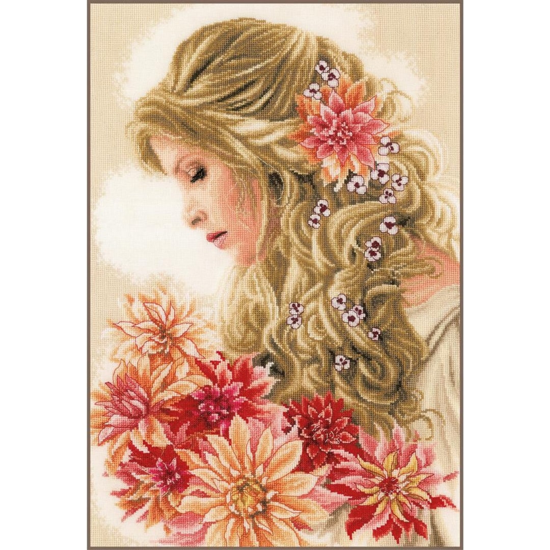 Lady Dahlia by Lanarte Romantic Counted Cross Stitch Kit New 2023