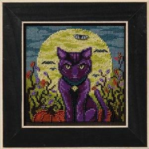 Spooky Cat by Mill Hill 2025 Autumn Series Buttons and Beads Halloween Beaded Cross Stitch Kit