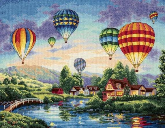 【完成品】クロスステッチ Dimensions「Balloon Glow」額有 Balloon Glow by Dimensions the Gold Collection Counted Cross