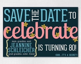 80th Save The Date Etsy