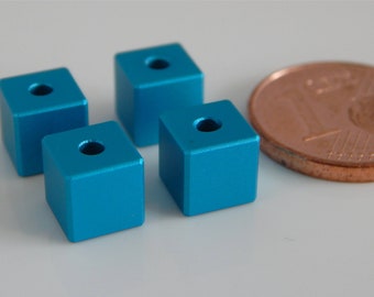 NEW size 6 mm small aluminum cube turquoise light blue aluminum anodized cube beads 6 pieces