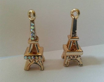 Rose Gold-plated Silver 26mm 3D Eiffel Tower Pendant