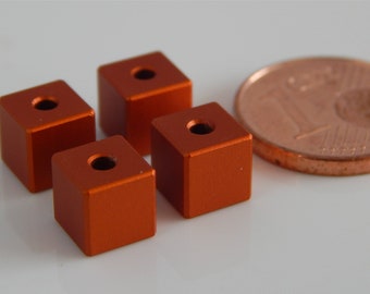 NEW size 6 mm small aluminum cube orange anodized aluminum cube beads 6 pieces