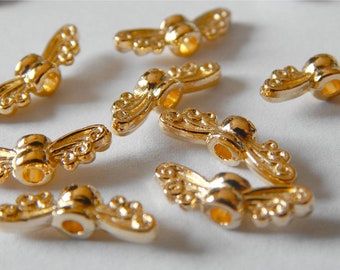 50/100 Wings MINI Angel Wings Gold Light Butterfly 14mm Small Metal Wing Beads Guardian Angel Make