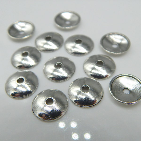 100 Perlenkappen 10mm silber Halblinsen rund schlicht 10x2mm