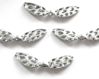20 wings XL 42 mm large silver " dragonfly " angel wings metal hammered optic wing bead