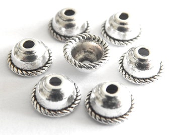 60 pearl caps 8 mm silver caps 8 x 4 mm metal caps