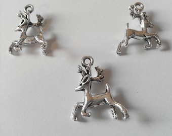 40 pendants deer small silver antique 22 mm metal pendant reindeer