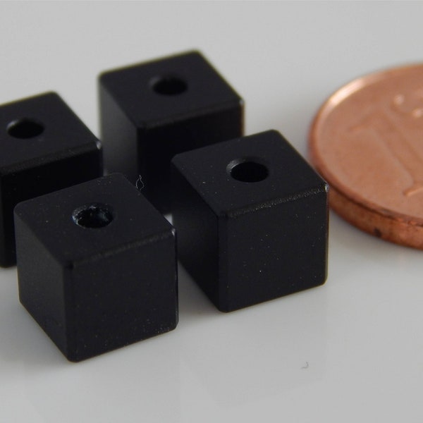 NEW size 6 mm small aluminum cube black aluminum anodized cube beads 6 pieces