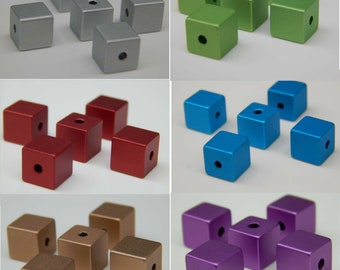 Aluminum Cube 8 mm Alu Anodized Cube Beads 16 Pieces Color Mix