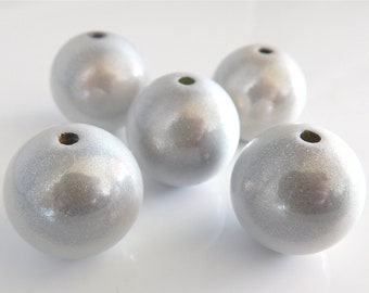 5 MIRACLE XL Beads round 20 mm large silver