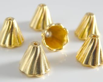 18 pearl caps cone metal gold 13 mm end caps pearl caps metal caps