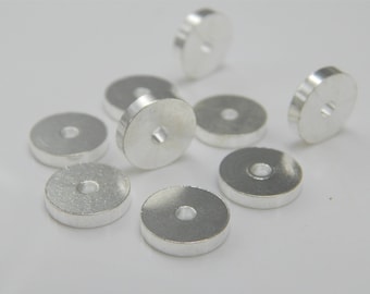 30 metal beads discs silver 10 mm metal silver 10 x 2 mm disc beads spacer