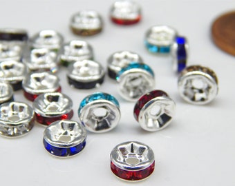 Action: 100 rhinestone roundels rhinestone rings approx. 6 mm (rather 5.5 mm) silver - colorful mixture