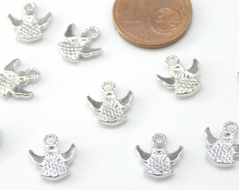 50 MINI Angel Pendant silver BRIGHT !! 10 mm angel pendant small guardian angel