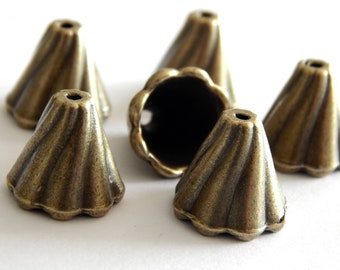 20 bead caps cone metal bronze 12 mm end caps bead caps metal caps