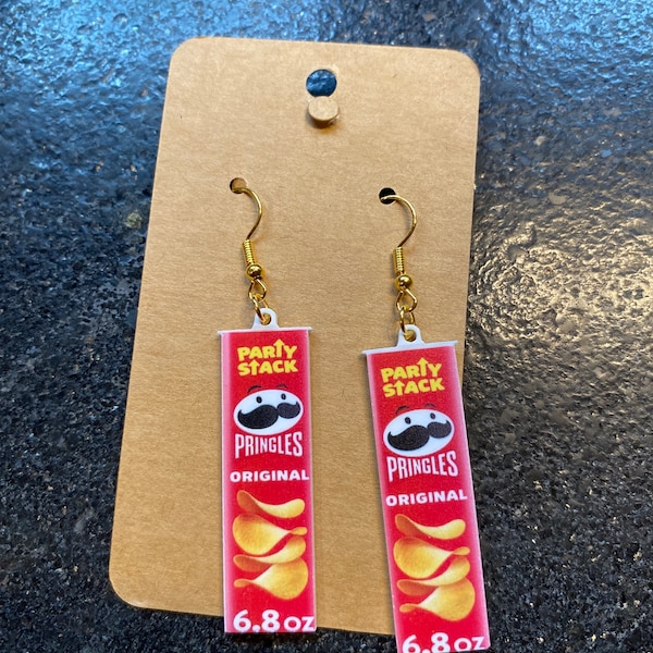 Pringles dangle earrings food lover gift 9 year old starting a business