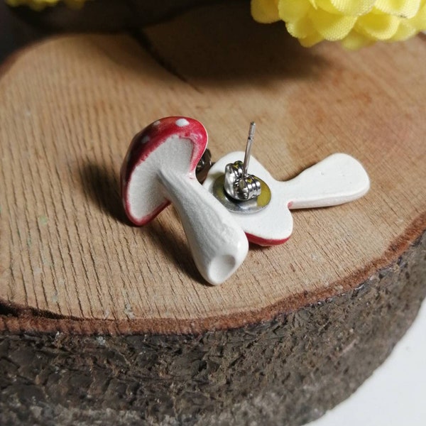 Toadstool/Mushroom ceramic Stud Earrings.