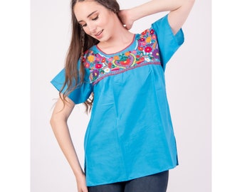turquoise peasant blouse