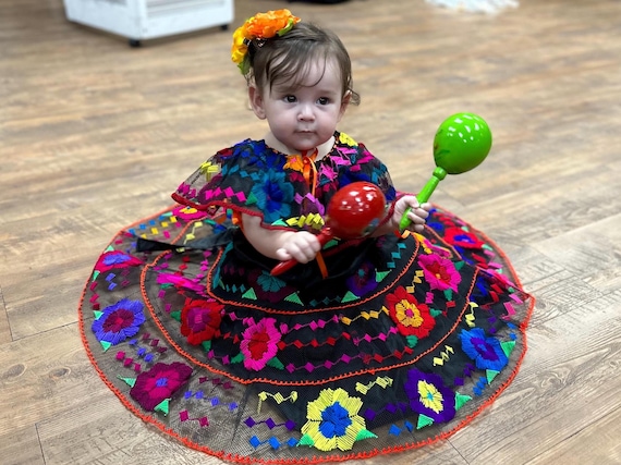 infant mexican embroidered dress 31 Best Mexican Baby Dress ideas