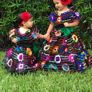 Mexican Chiapaneca Dress for Girls Black