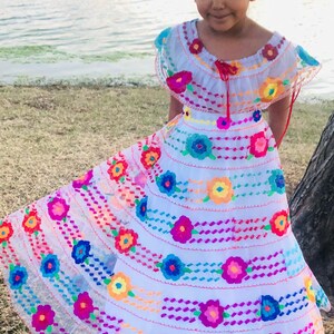 Mexican Chiapaneca Dress for Girls White