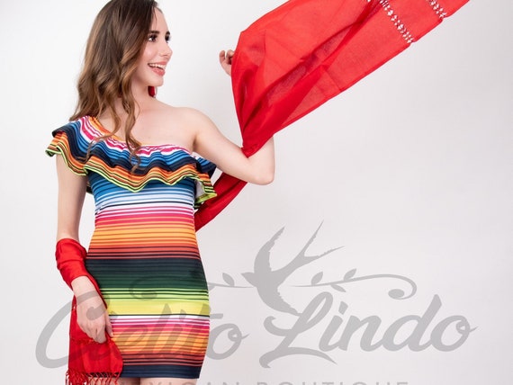 Mexican Serape Mini Dress off the 