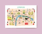 ロンドン地図 | ロンドンのイラスト地図 | ロンドンの壁画アート