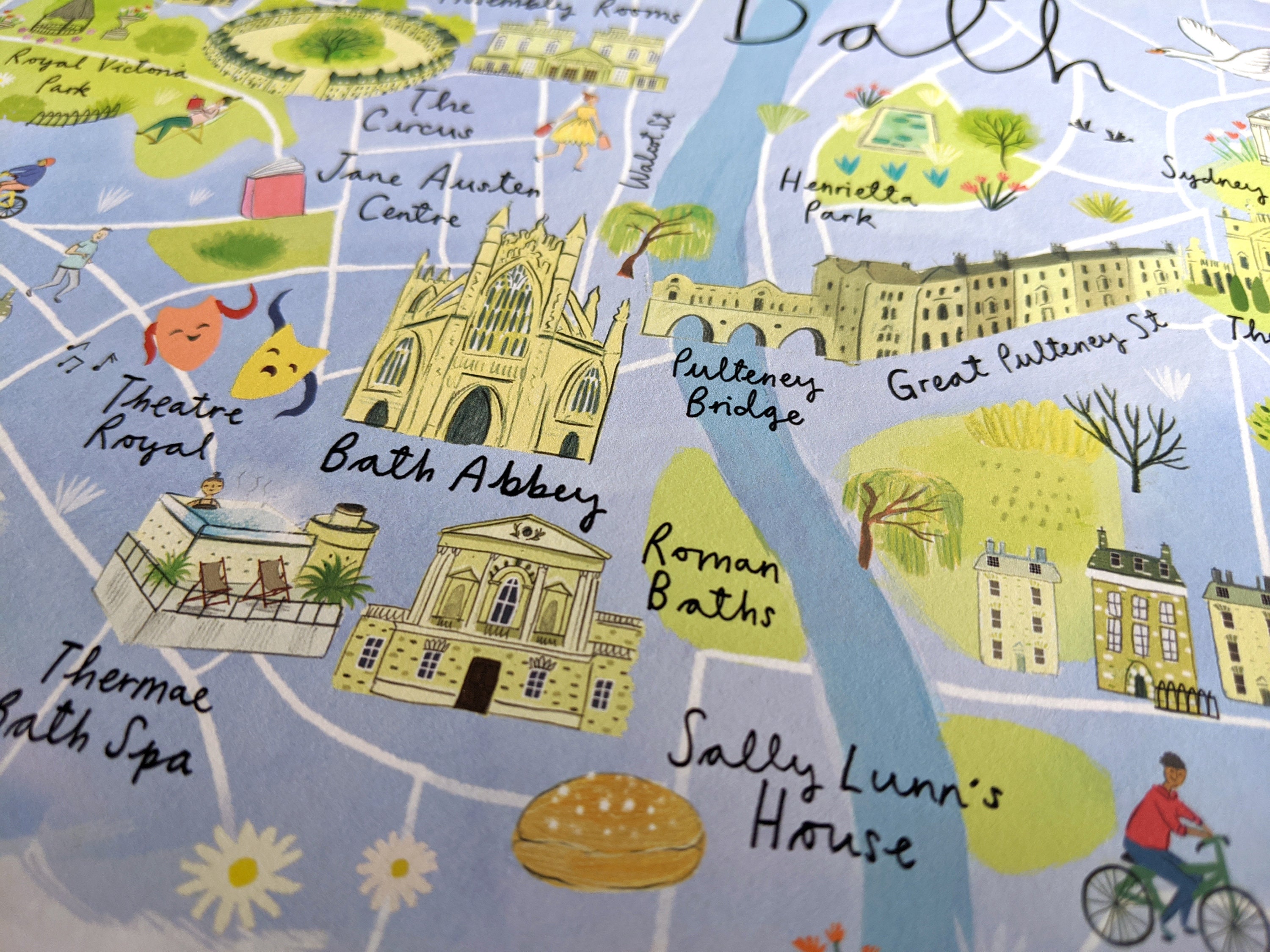 Bath Map | Illustrated Map of Bath | Wall Art Bath, Somerset | Bath ...