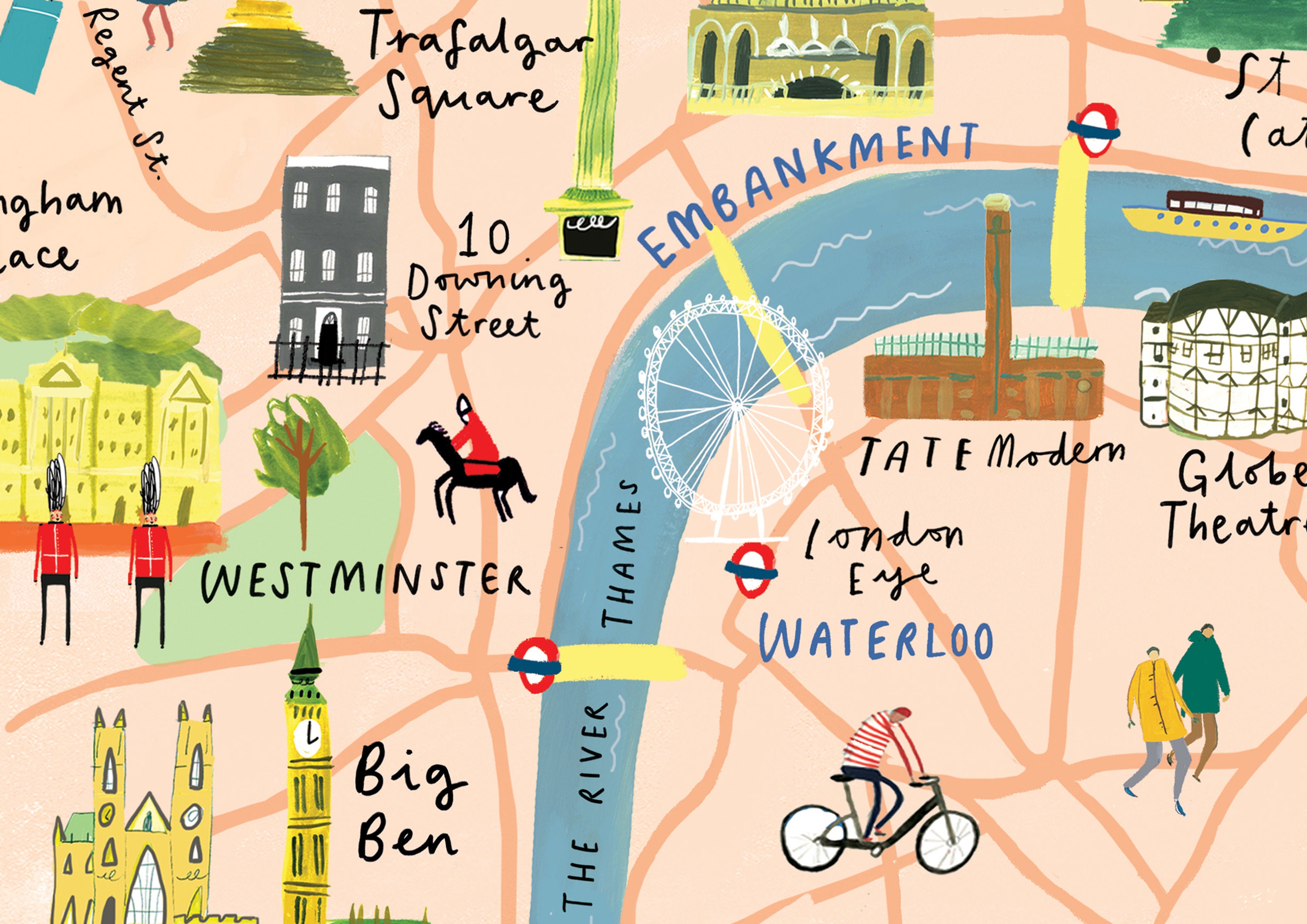 ロンドン地図 | ロンドンのイラスト地図 | ロンドンの壁画アート