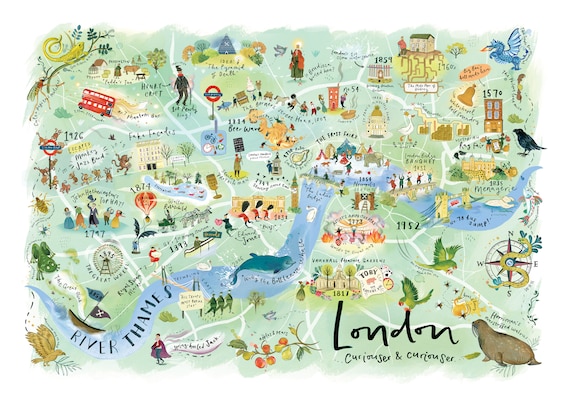 ロンドン地図イラスト | ロンドン ウォールアート | 限定版