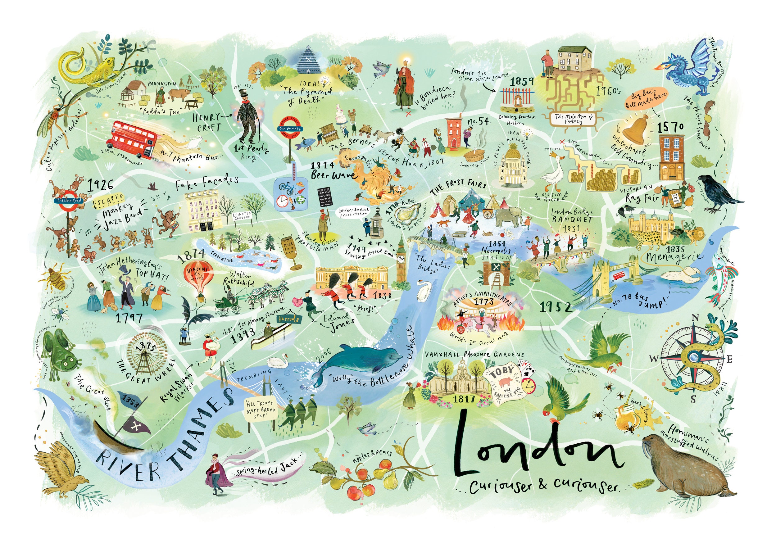 ロンドン地図イラスト | ロンドン ウォールアート | 限定版