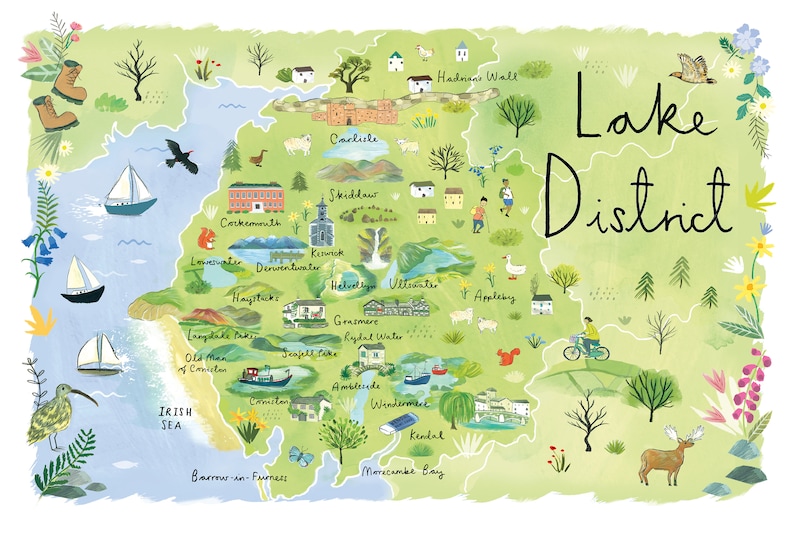 Lake District Map Etsy UK