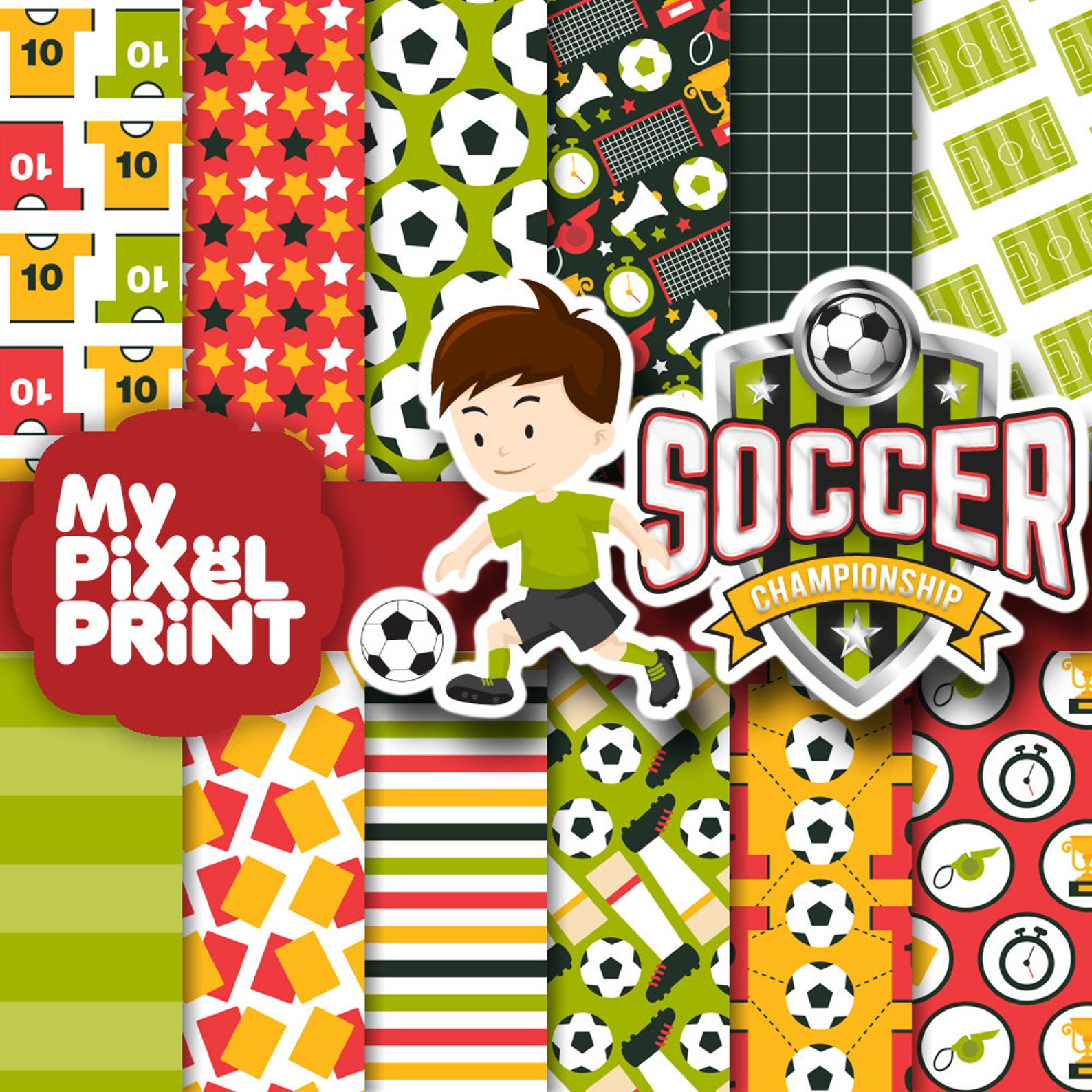 Soccer Champion - Red Yellow - Football Field Game Team Players Balls ...