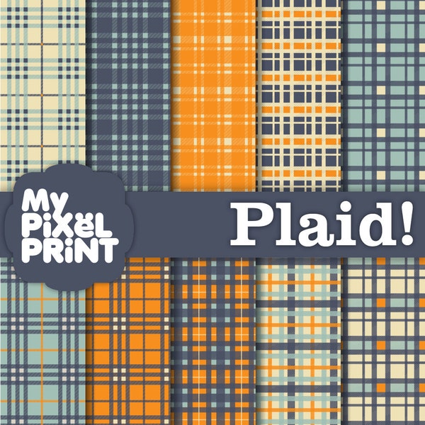 Plaid - Orange - Digital Scrapbooking Paper Pack