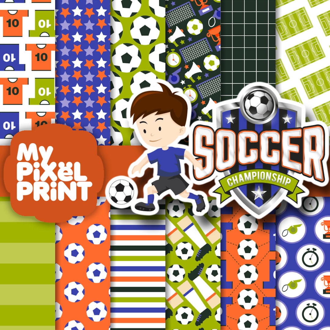 Soccer Champion Blue Orange Football Field Game Team Etsy