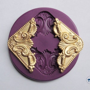 Ornate Art Nouveau Vintage Corner Flourish - Silicone Molds - Polymer Clay Resin Fondant