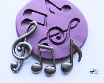 Music Note Trio Mold/Mould - Clef Note Eighth Note  - Silicone Molds - Polymer Clay Resin Fondant