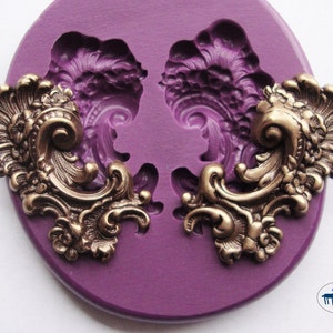 Victorian Scrollwork Detail Flourish Right and Left Mold/Mould - Art Nouveau Cake Decorating - Silicone Molds - Polymer Clay Resin Fondant