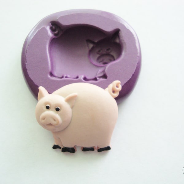 Pig Mold - Farm Animal Mold - Silicone Mold - Polymer Clay Resin Fondant