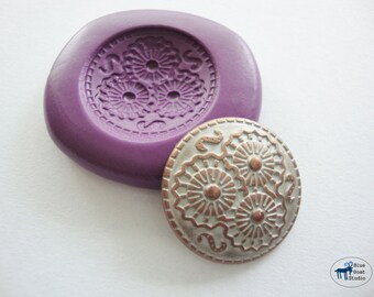 Vintage Button Mold - Filigree Cabochon - Silicone Mold - Polymer Clay Resin Fondant