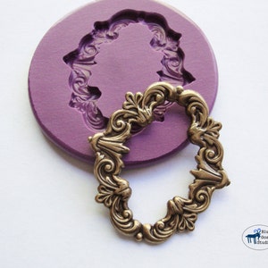 Elegant Vintage Frame Mold/Mould - Victorian Scrollwork Flourish - Silicone Molds - Polymer Clay Resin Fondant