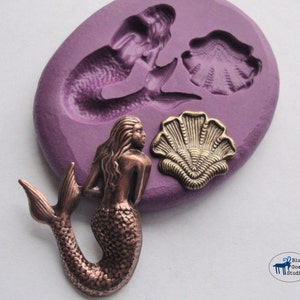 Clam Shell and Mermaid Duo Mold/Mould - Silicone Mold - Nautical - Polymer Clay Resin Fondant Wax